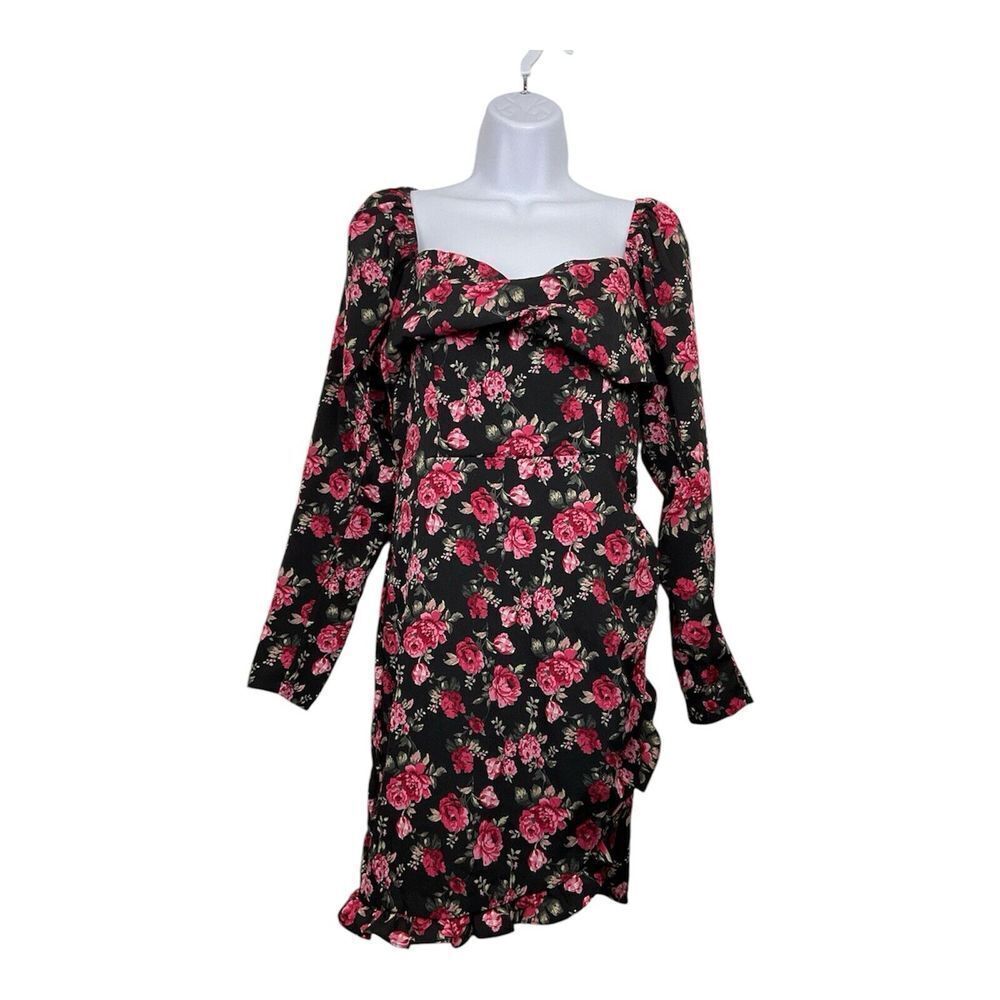 Boohoo Womens Floral‎ Wrap Mini Dress Sz 6 Cottagecore Fairy Coquette NWT
